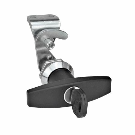 E+G lås, stål forzinket, vinge greb / uens nøgler, krom, m/beslag